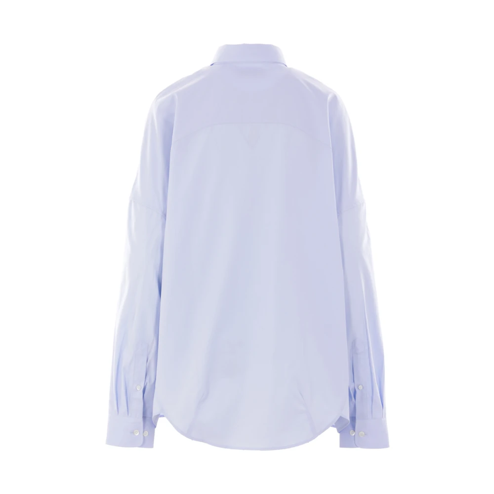 Dries Van Noten Blauwe Oversize Popeline Shirt Casia Blue Dames
