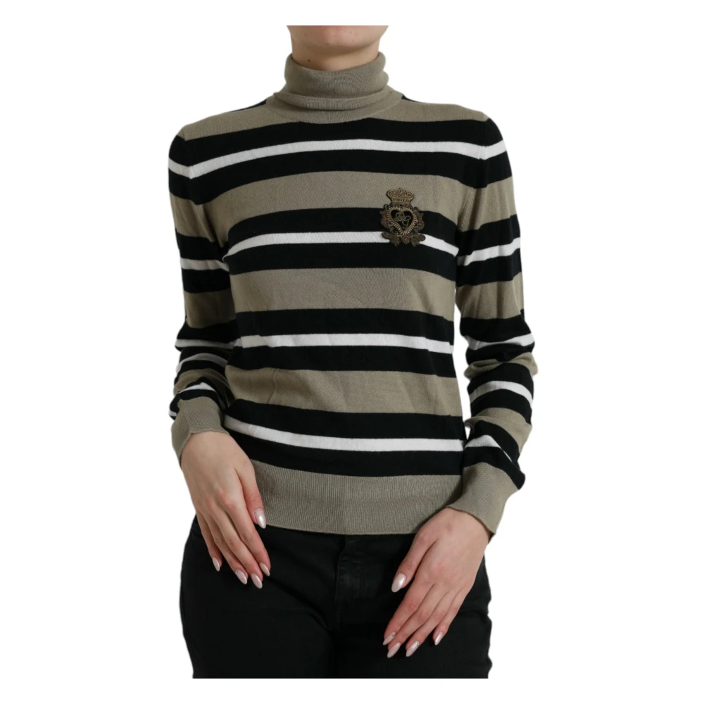 Dolce & Gabbana Women's Multicolor Striped Wool Turtleneck Jumper - Turtlenecks - M - Knitwear
