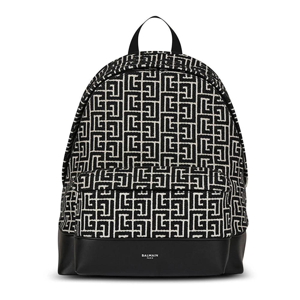 Balmain Uomo Nero - Zaino Con Monogramma Jacquard - Bags - One Size