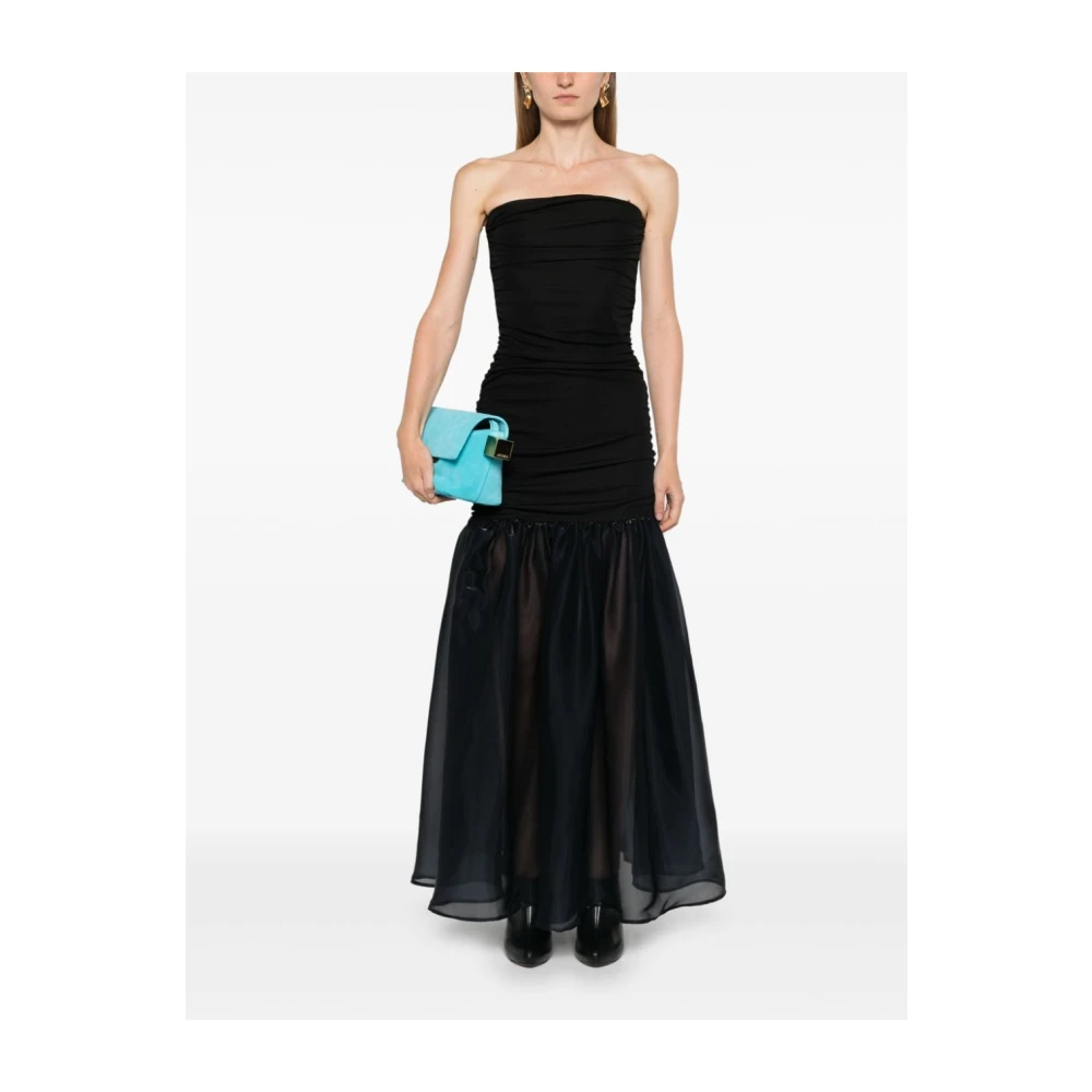 Staud Strapless Aansluitende Jurk met Doorschijnende Rok Black Dames