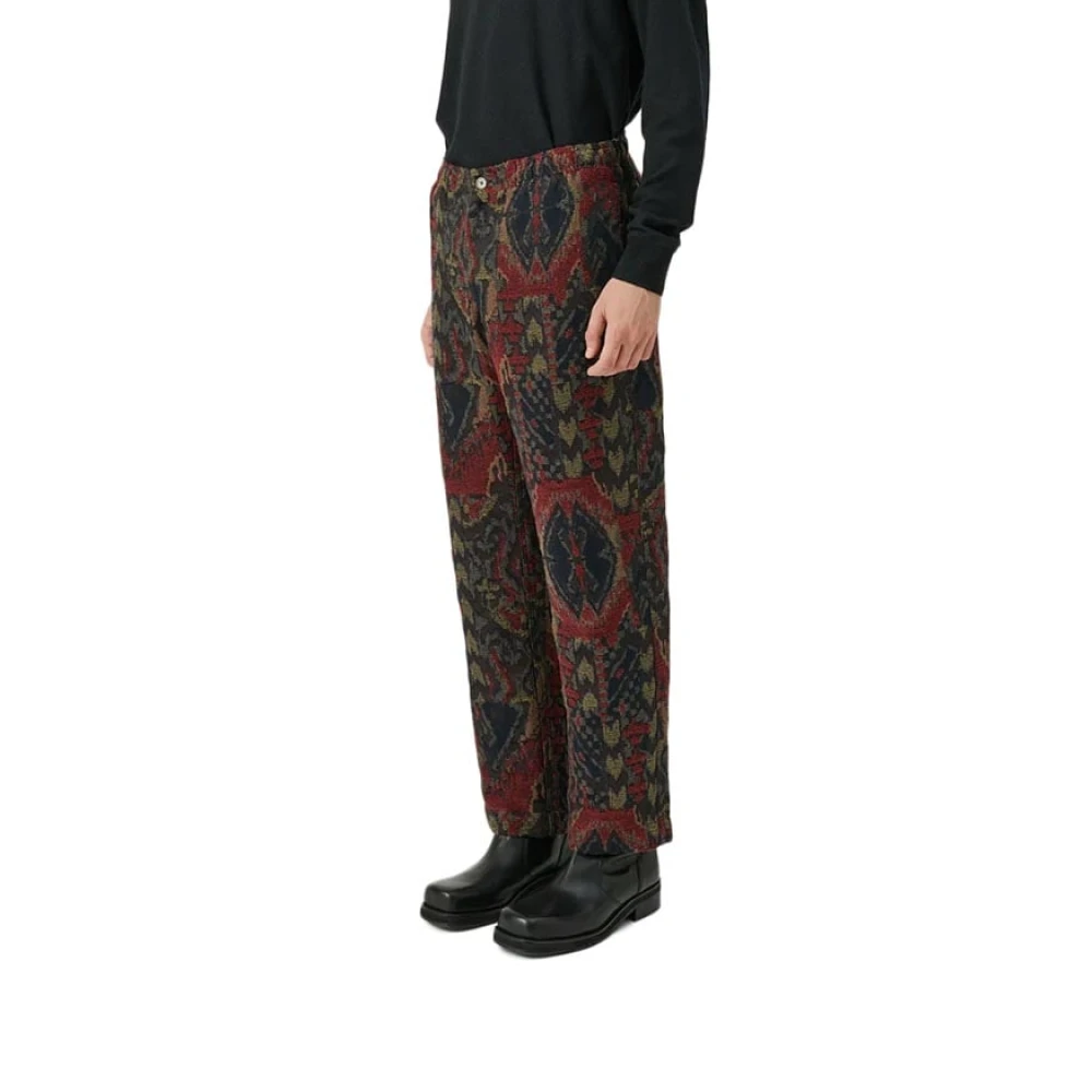 Soulland Rode Multi Fadi Pant met Jacquard Patroon Brown Dames