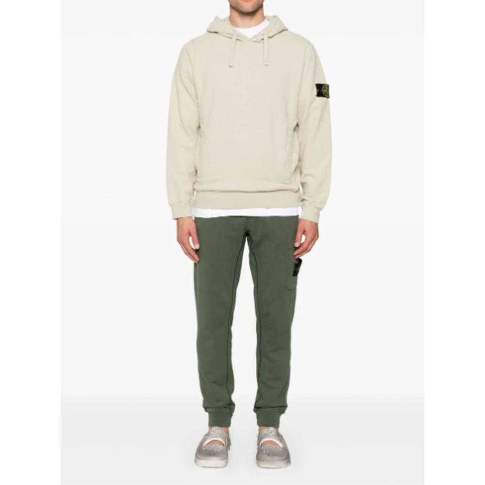 Stone Island Geborstelde katoenen fleece hoodie met zakken White Heren