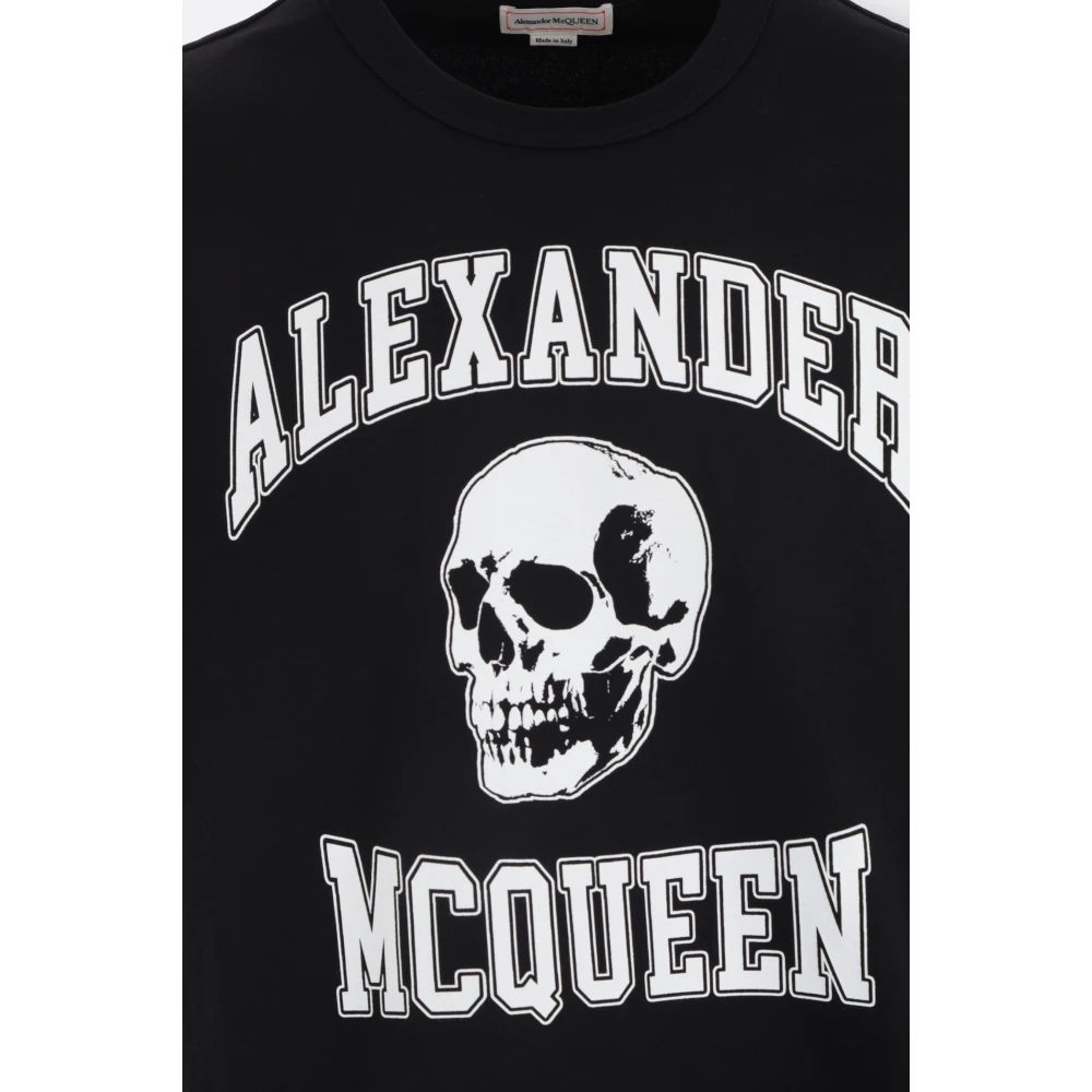 alexander mcqueen Oversized T-shirt met Skull Logo in Zwart Katoenen Jersey Black Heren