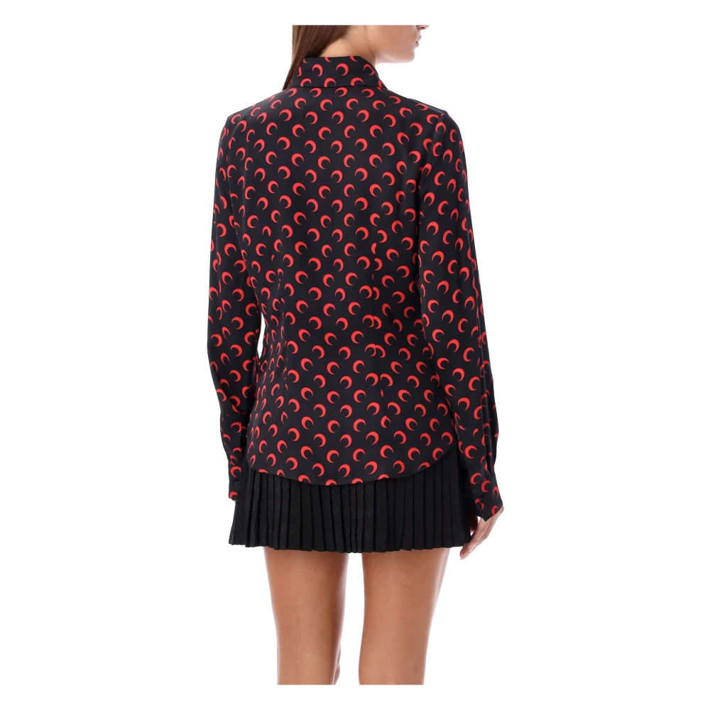 Marine Serre Maan Print Zwart Rood Blouse Red Dames