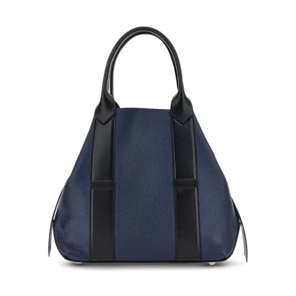 Hogan Blauwe Script Tote Tas met Zilveren Details Blue Dames
