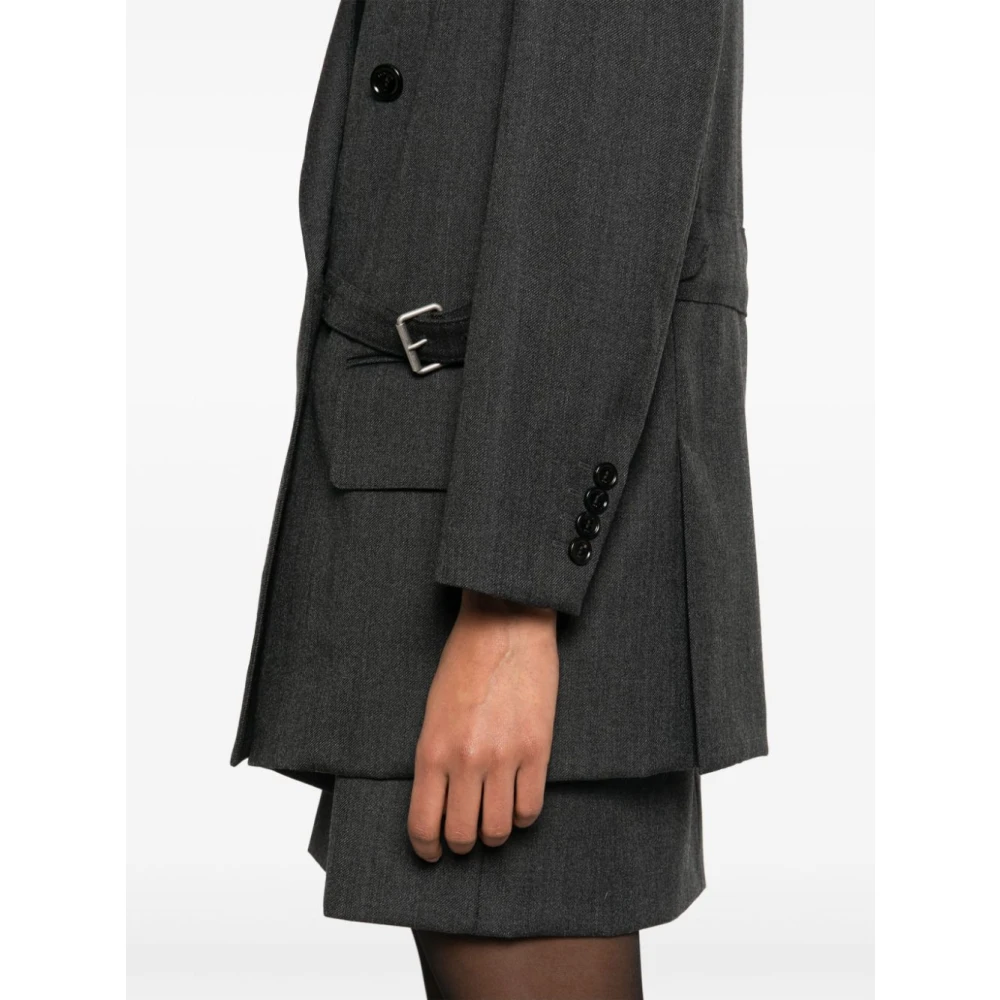 Max Mara Grijze Wol Double-Breasted Jas Gray Dames