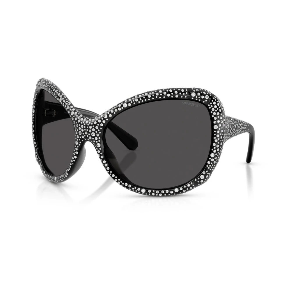 Swarovski Women's Black Sunglasses, One Size, Oversized Cat-Eye Sunglasses