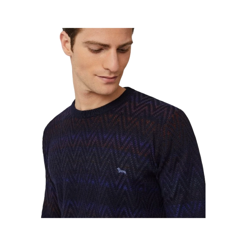 Harmont & Blaine Elegante Wol Zig-Zag Trui Blue Heren