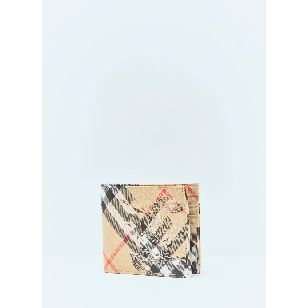 Burberry Geruite Bi-Fold Portemonnee met Logopatch Beige Unisex