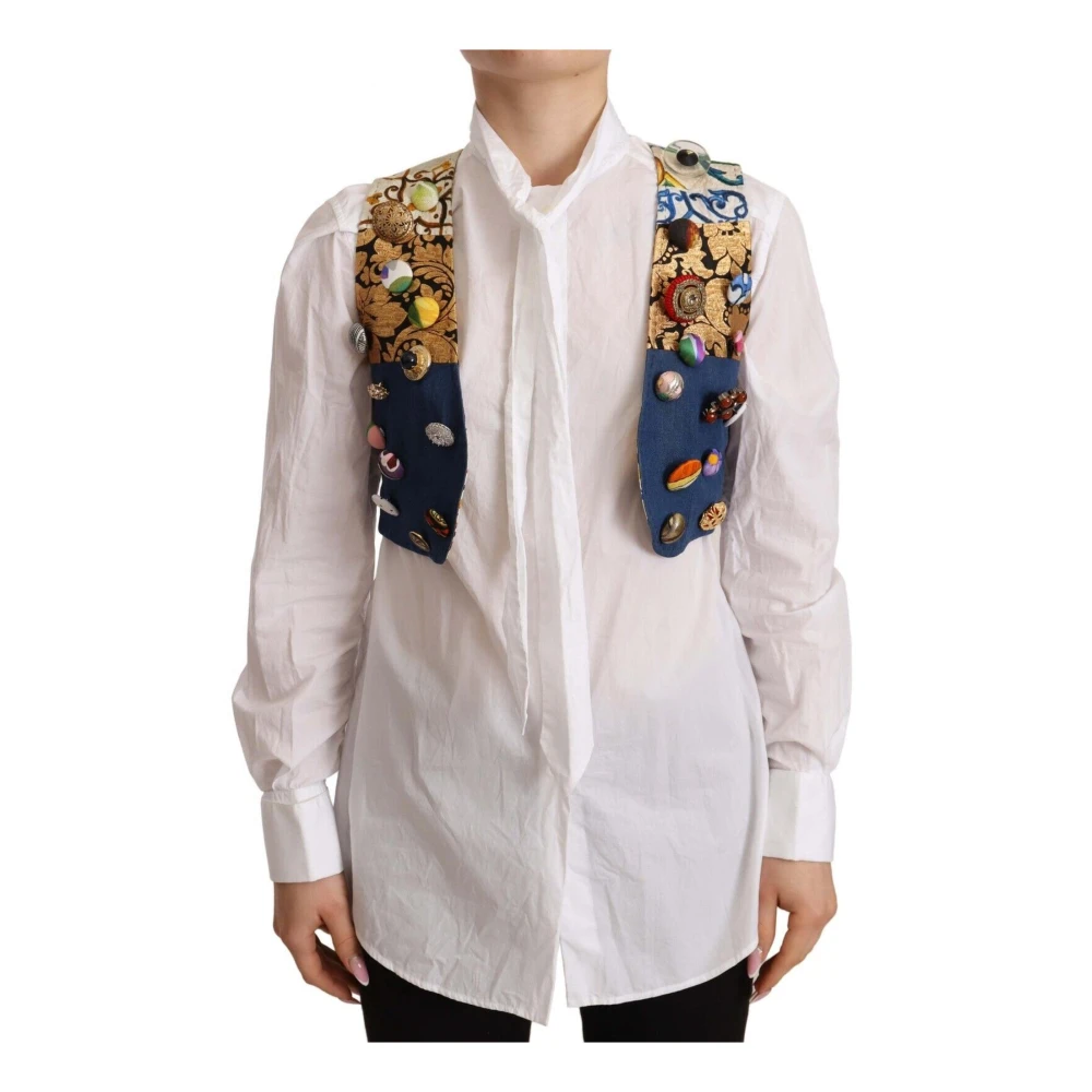 Dolce & Gabbana Women's Multicolor Colorful Embellished Waistcoat Top - Waistcoats - Xs - Jackets