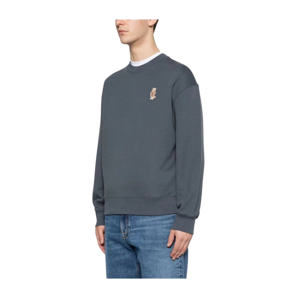 Maison Kitsuné Men's Blue Sweatshirts, S, Dressed Fox Comfort Sweatshirt