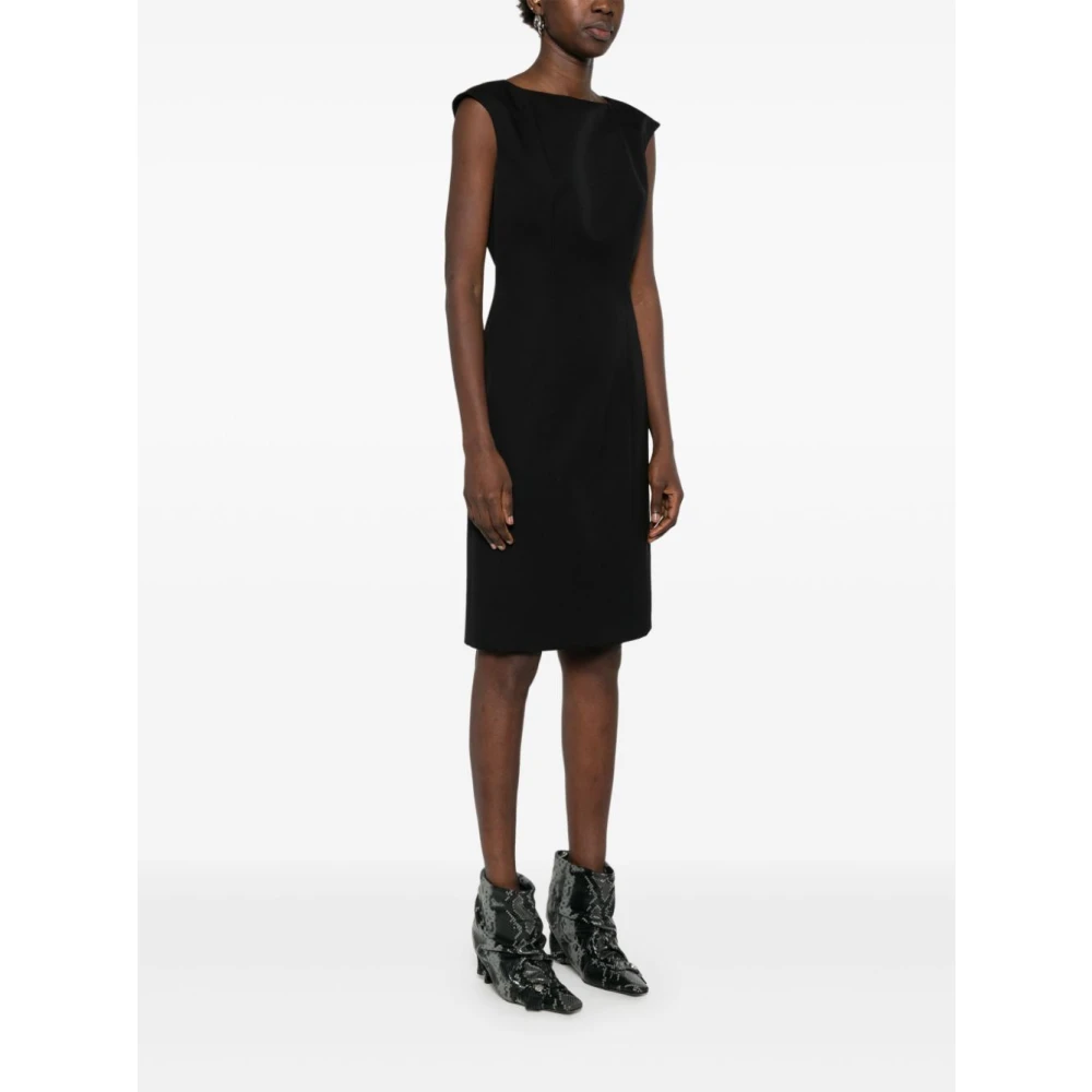 alexander mcqueen Zwarte Wollen Mouwloze Jurk Black Dames