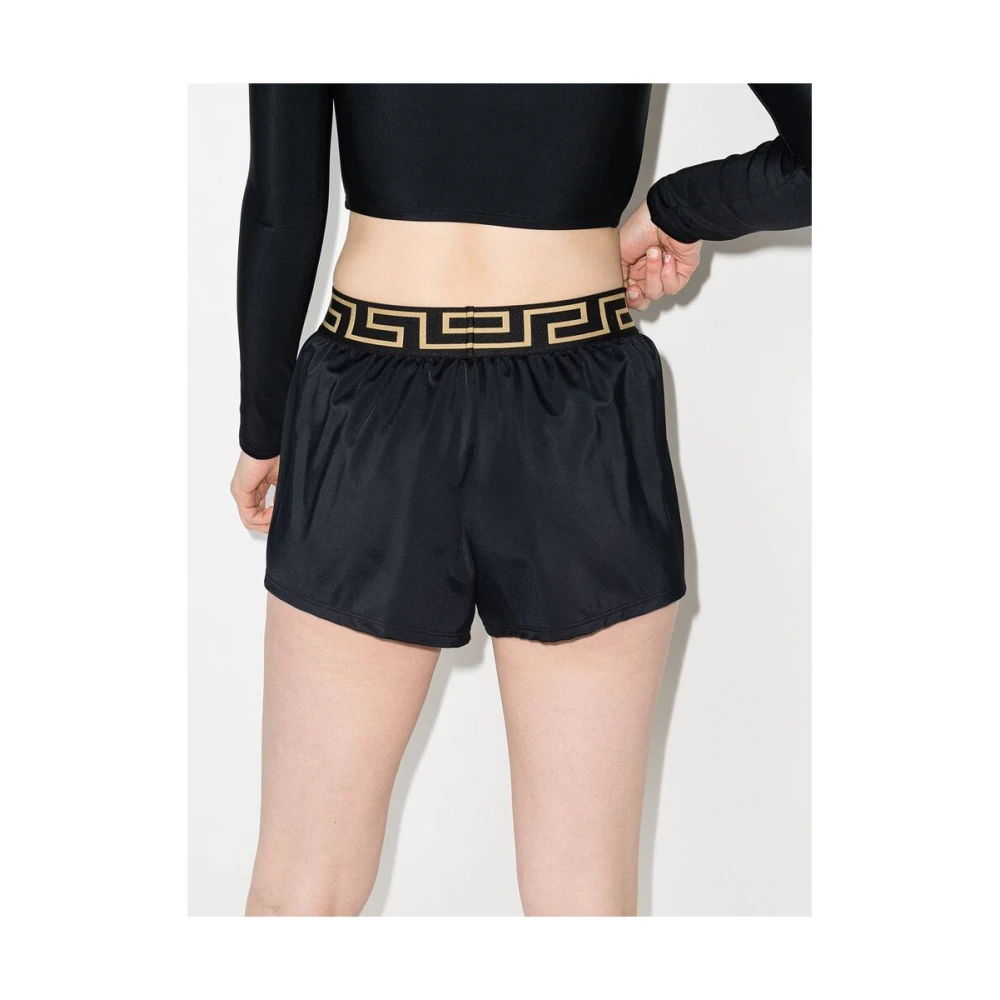 Versace Zwarte Greca-Taille Shorts Black Dames