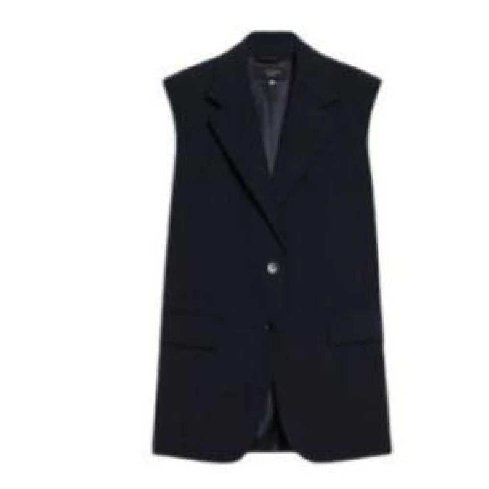 Max Mara Weekend Blauwe Wollen Stretch Canvas Jas Blue Dames