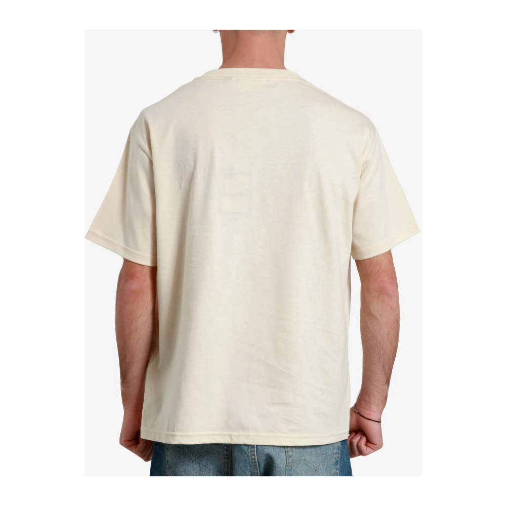 Gcds Geborduurd Crew-neck T-shirt met Logo Beige Heren