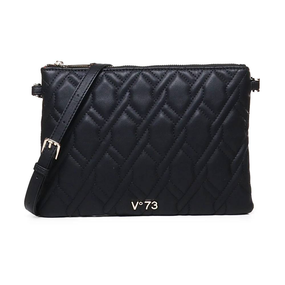 V73 Zwarte Ecolederen Clutch met Metallic Logo Black Dames