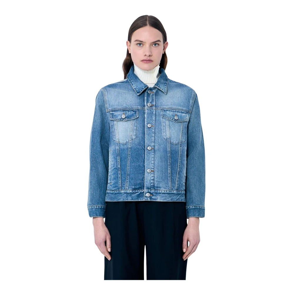 MM6 Maison Margiela Distressed Denim Jacket Blue Dames