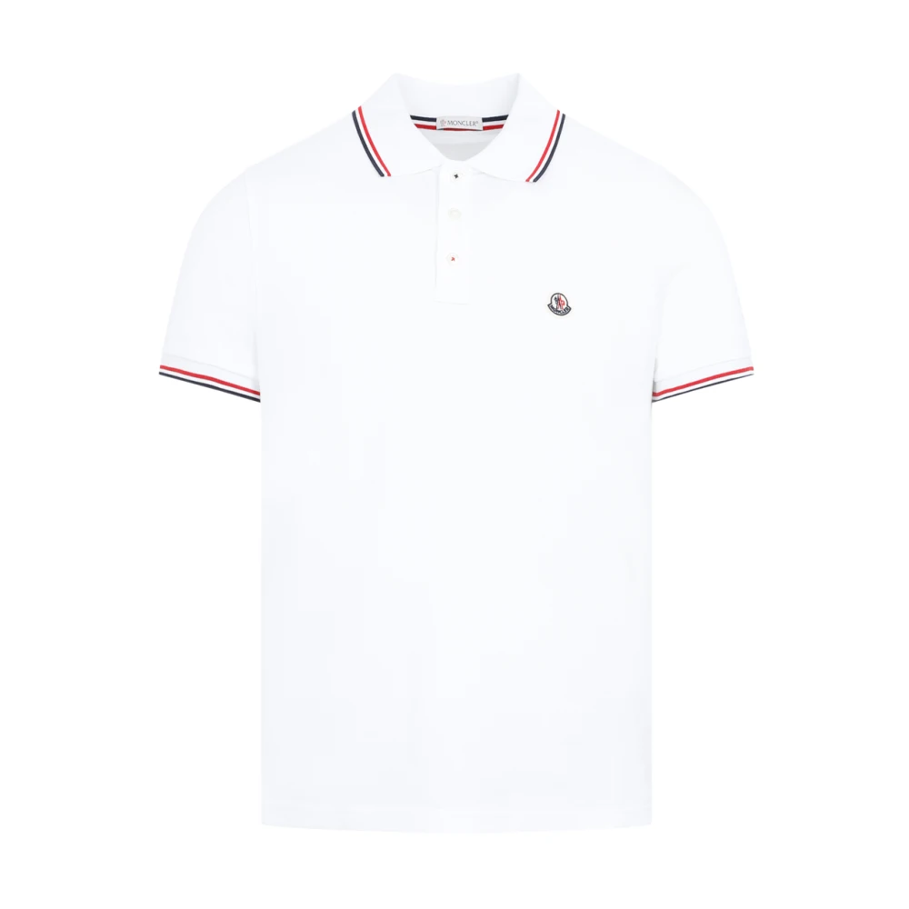 Moncler , Polo Shirts, Male, White, M, Ss Polo T-Shirt