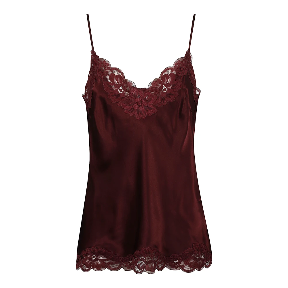 Gold Hawk Rode Wijn Zijde Kant Trim Top Red Dames