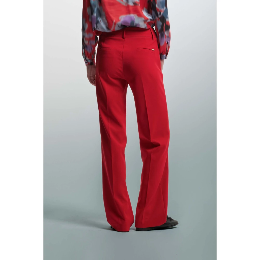 Kocca Minimalist Straight Leg Trousers Red Dames