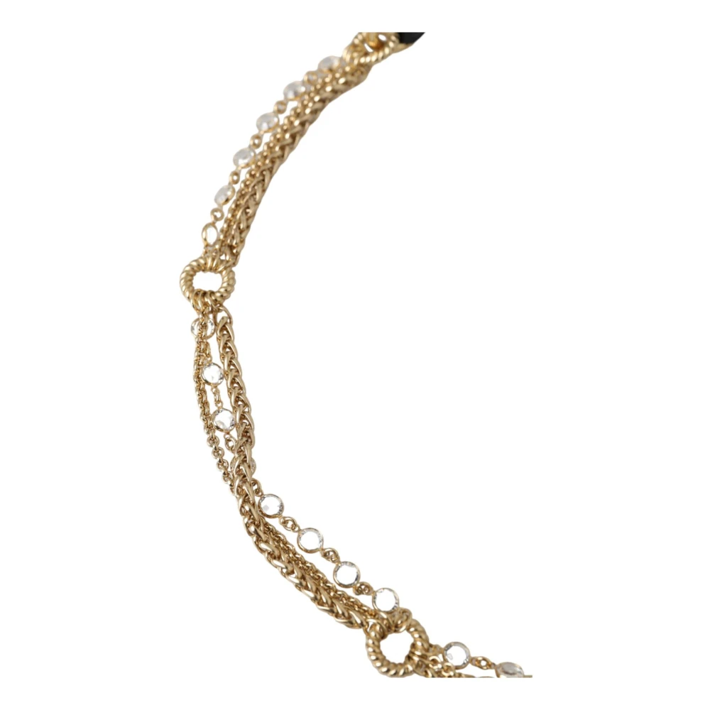 Dolce & Gabbana Kristallen Leren Taille Riem Black Dames