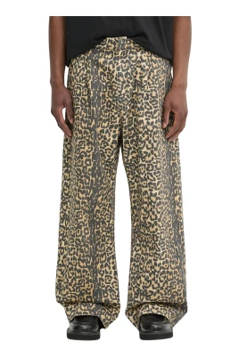 Leopard Drop-Crotch Wide Trousers