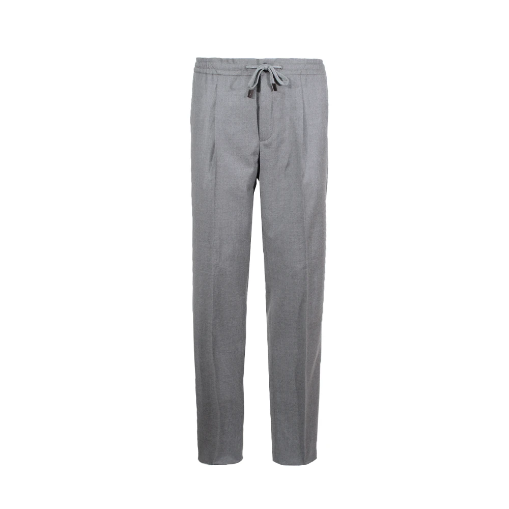 Incotex Grijze Wollen Broek met Elastische Taille Gray Heren