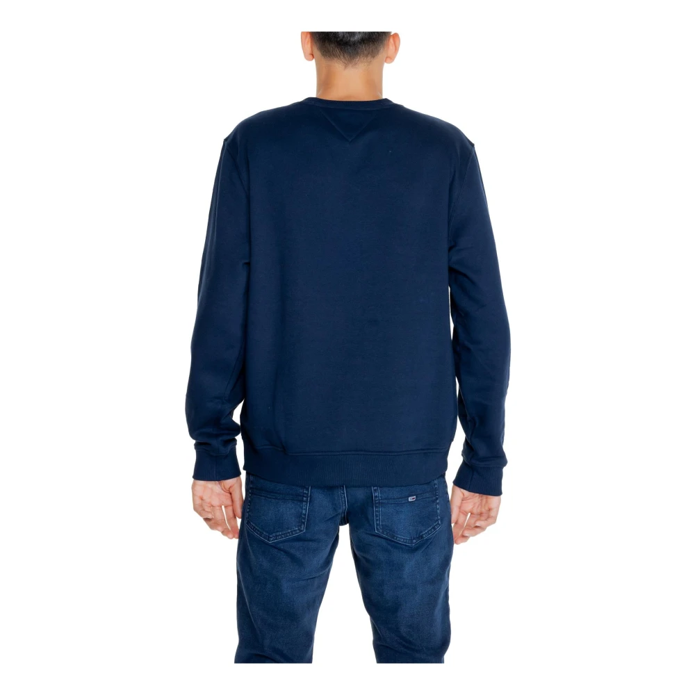 Tommy Hilfiger Blauwe Plain Crewneck Sweatshirt Herfst Winter Blue Heren