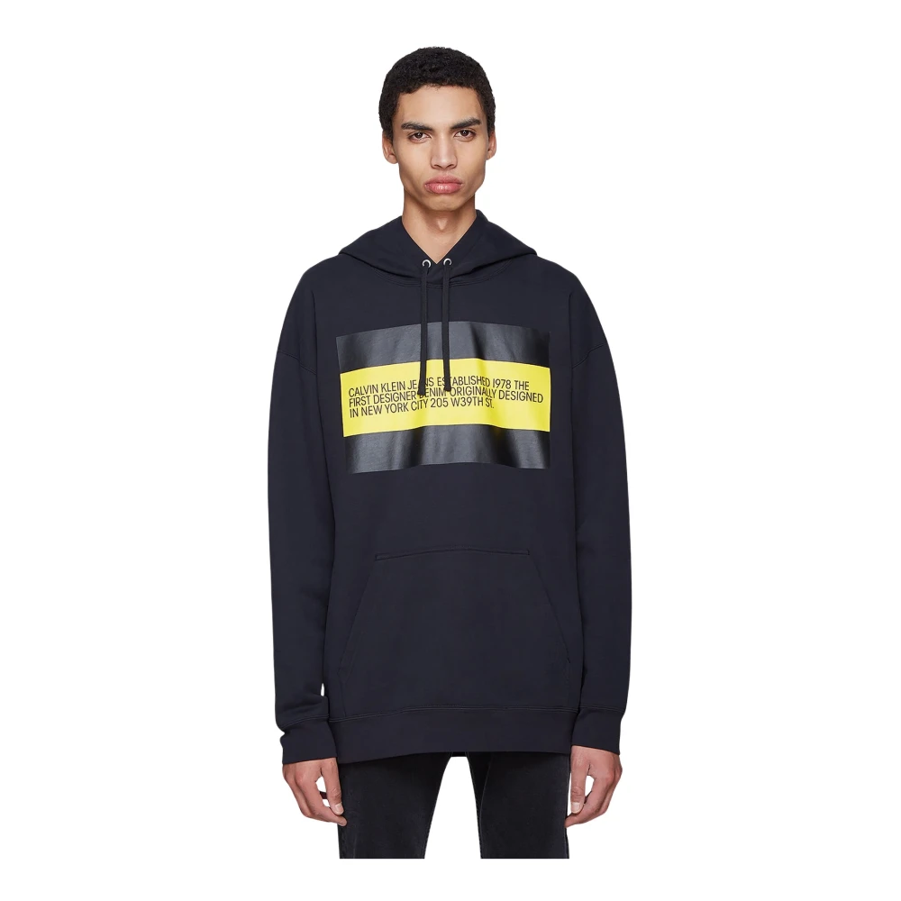 Calvin Klein Men's Black Est. 1978 Logo Hooded Sweatshirt - Hoodies - M - Sweatshirts & Hoodies