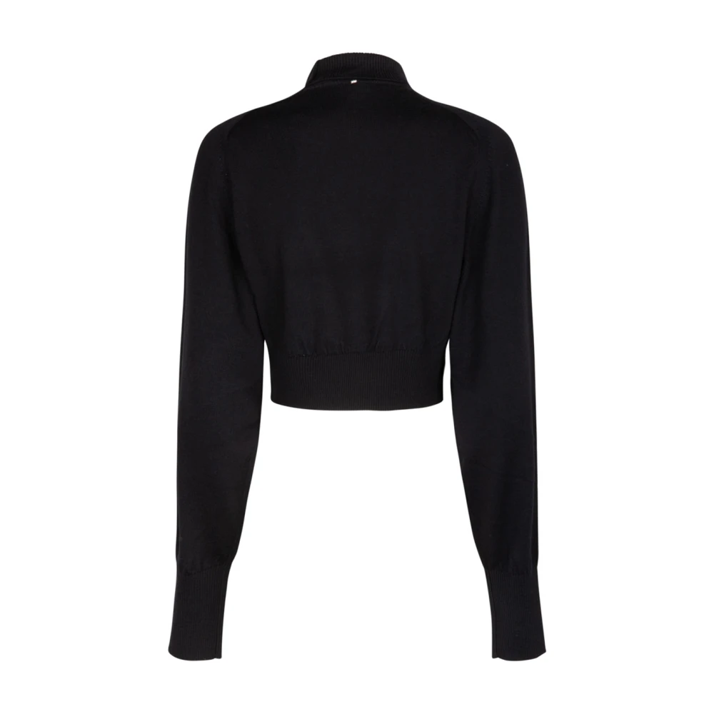 SPORTMAX Zwarte Korte Wol Turtleneck Sweater Black Dames