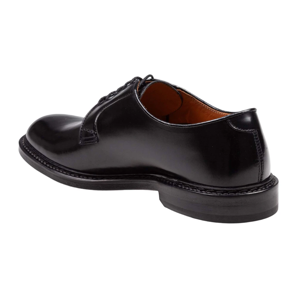 Doucal's Zwarte Leren Veterschoenen