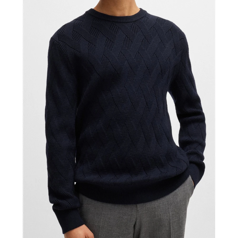Hugo Boss Blauwe Crew Neck Sweater Elfredo Blue Heren