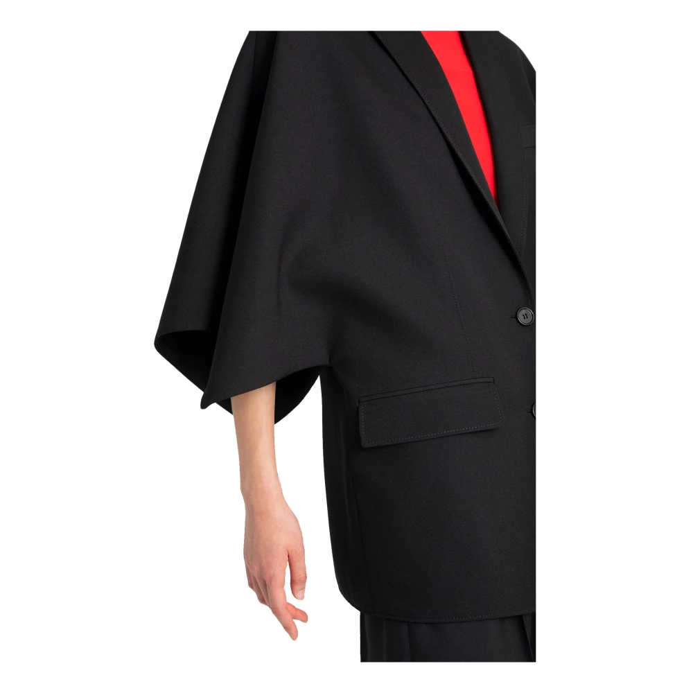 Burberry Wollen getailleerde blazer met cape-mouwen Black Dames