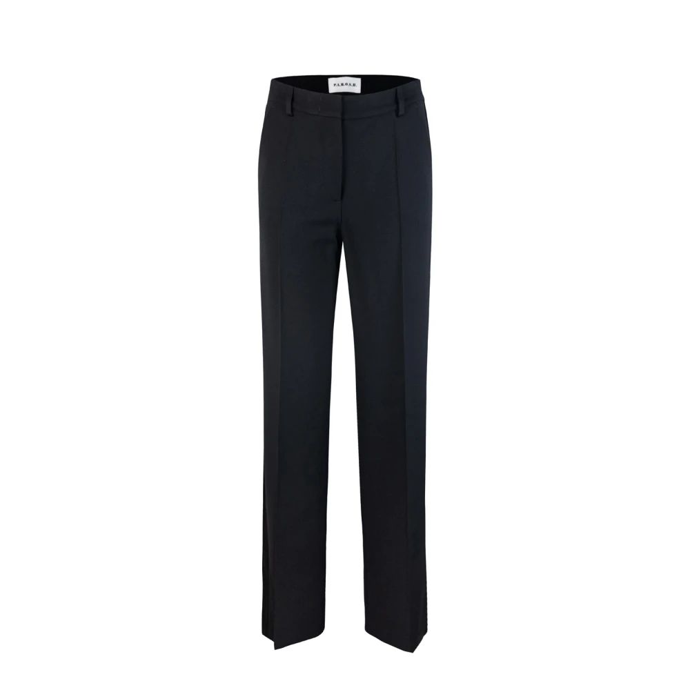 P.a.r.o.s.h. Zwarte Gabardine Broek met knoopsluiting Black Dames