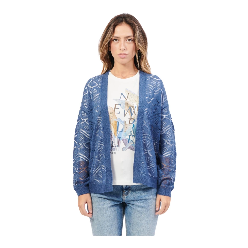 Gerry Weber Blauwe Geborduurde Cardigan Sweater Blue Dames