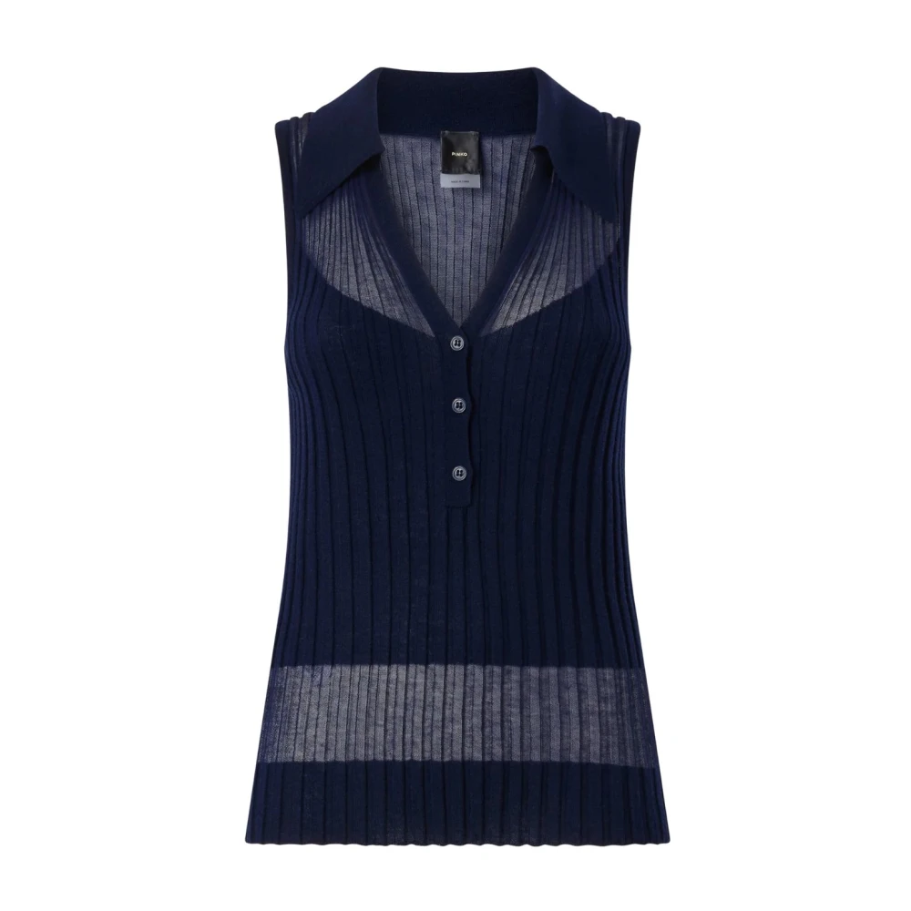 Pinko Women's Blue Polo Shirts, L, Foschia Canotta