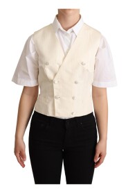 Beige Silk Sleeveless Waistcoat Vest
