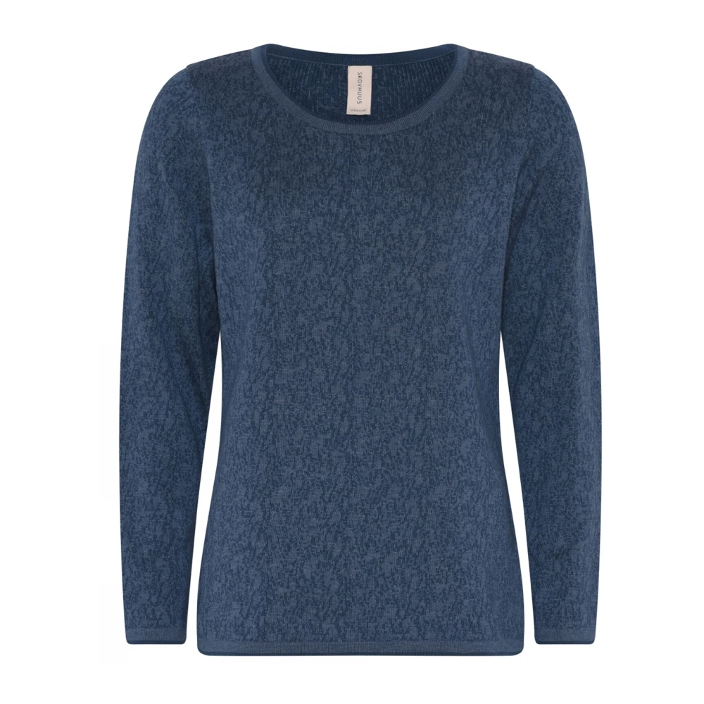 Skovhuus Indigo Jacquard Stitch Pullover Sweater Blue Dames