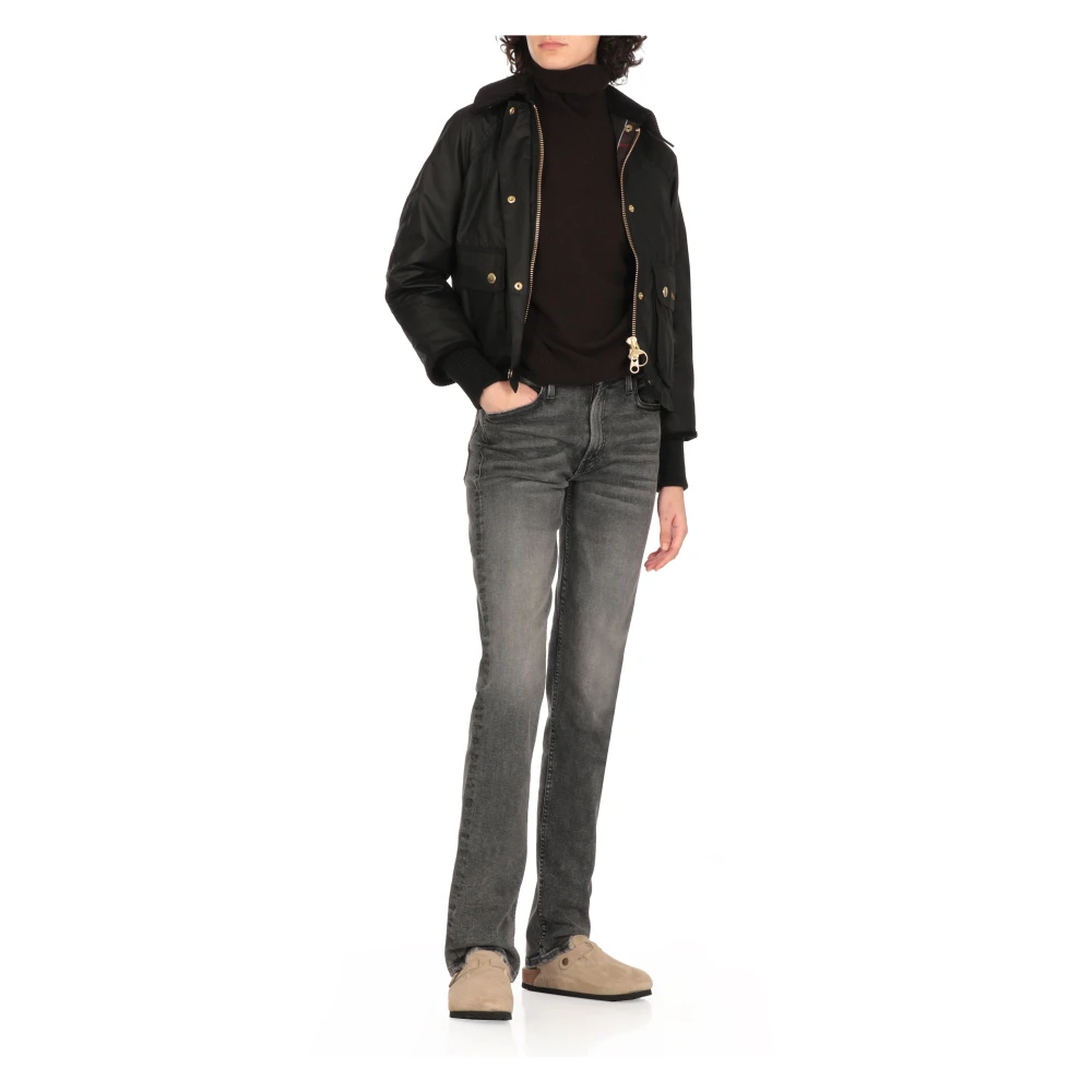 Barbour Zwarte Katoenen Jas met Corduroy Kraag Black Dames