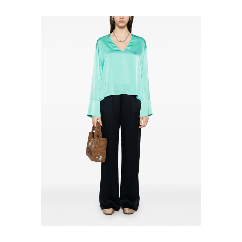 Forte Satin straight broek Beige Dames
