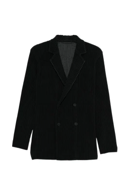 Pleated Double-Breasted Jacket