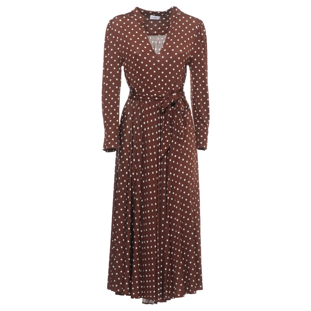 Marella Vrouw Bruin Kleedjes Dames, M, Viscose Midi Jurk