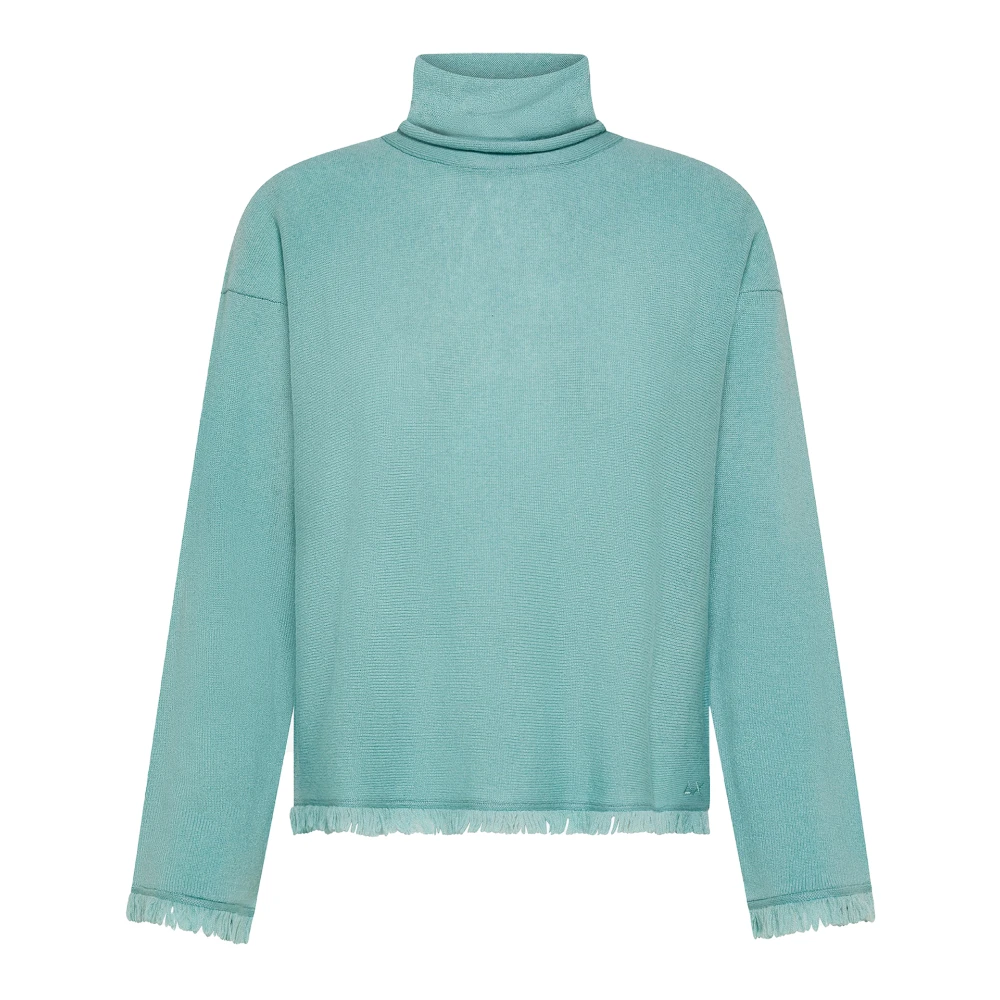 Sun68 Women's Green Turtlenecks, Xl, Turtleneck Fringes L/S
