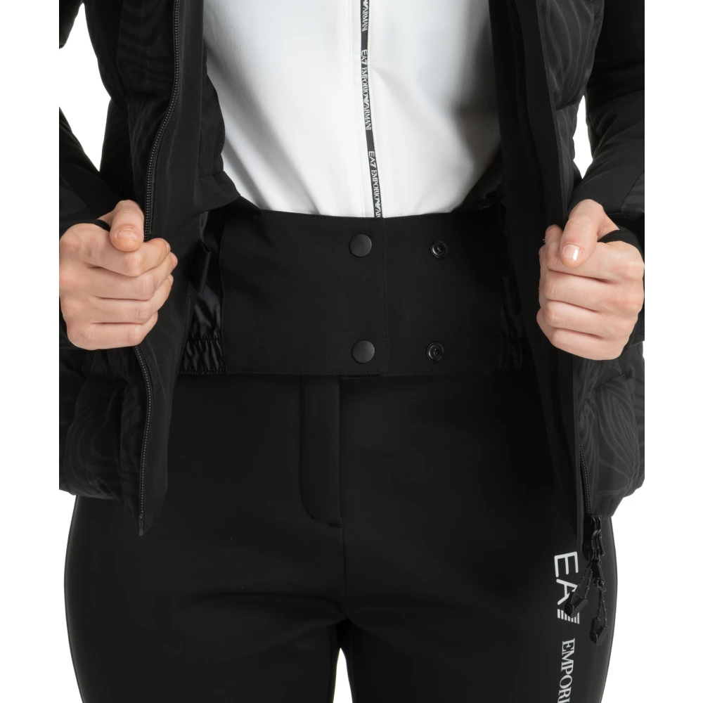 Emporio Armani EA7 Abstracte Ski Jas met Capuchon Black Dames