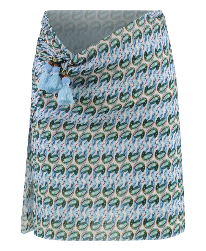 sarong-en-soie-avec-imprime-multicolore-et-pompons