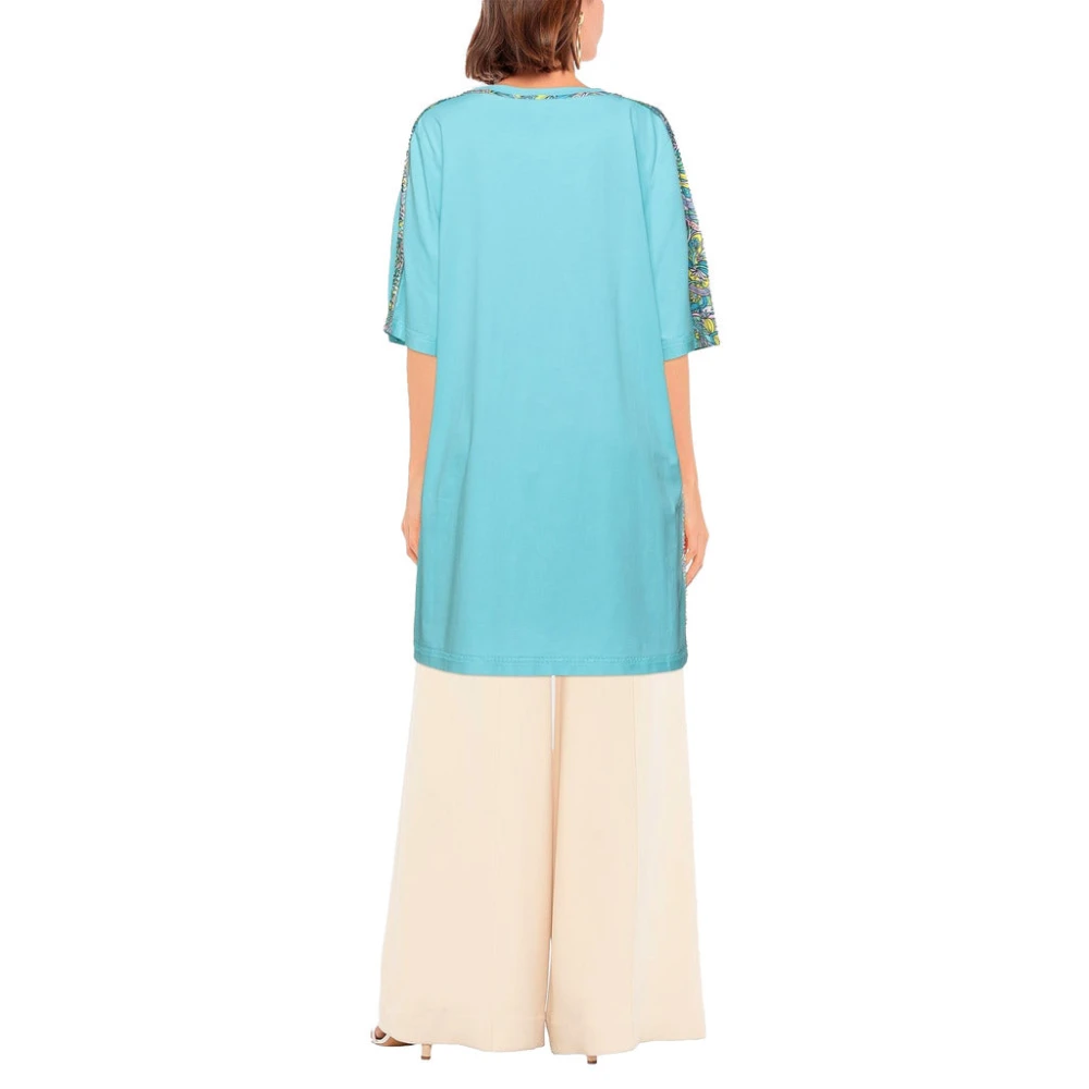 Moschino Couture T-shirt Jurk met Kleurrijk Logo Blue Dames