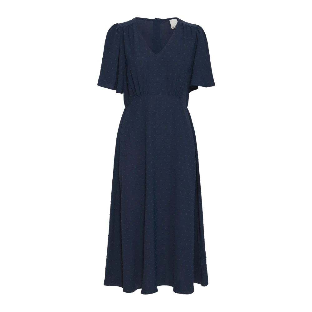 Ichi Ruche Mouw Jurk Total Eclipse Blue Dames