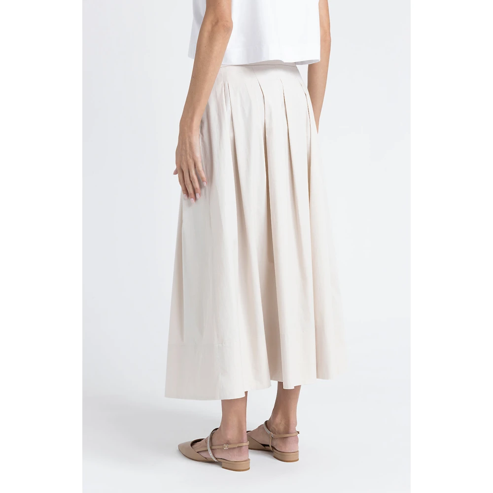 PESERICO Gedraaide katoenen lange geplooide rok Beige Dames