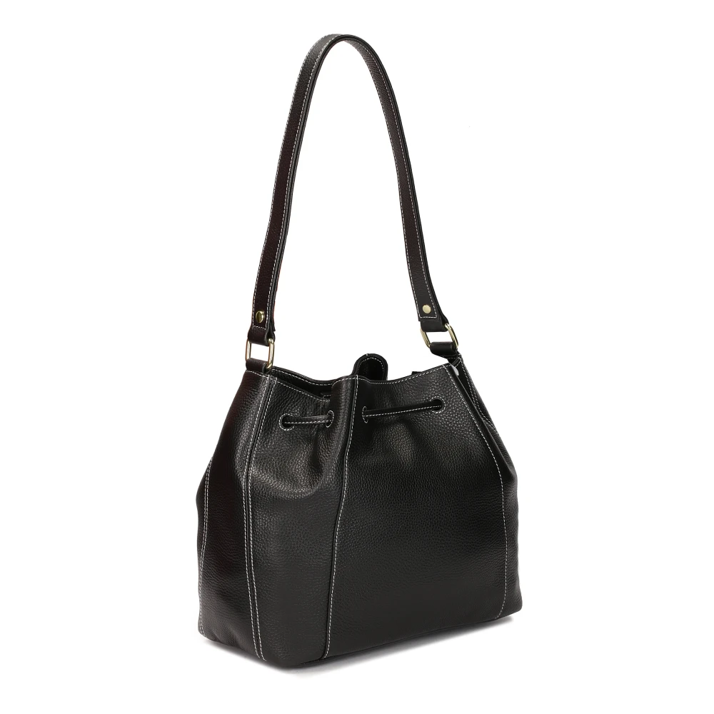 Kazar Zwarte tas handtas met wit stiksel Black Dames
