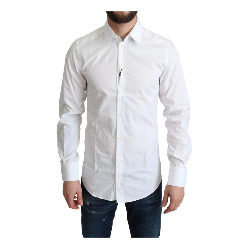 Dolce & Gabbana Men's White Formal Shirts, 4XS, Authentic Cotton Dress Shirt